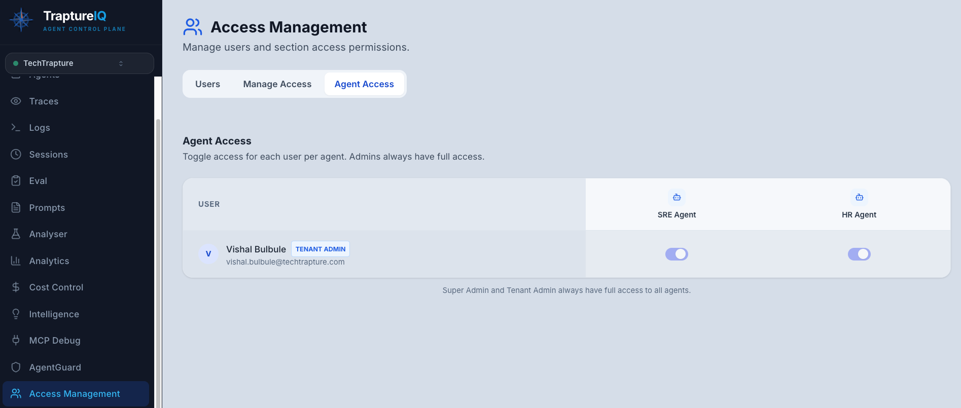 Agent Access Matrix — Replace with actual screenshot