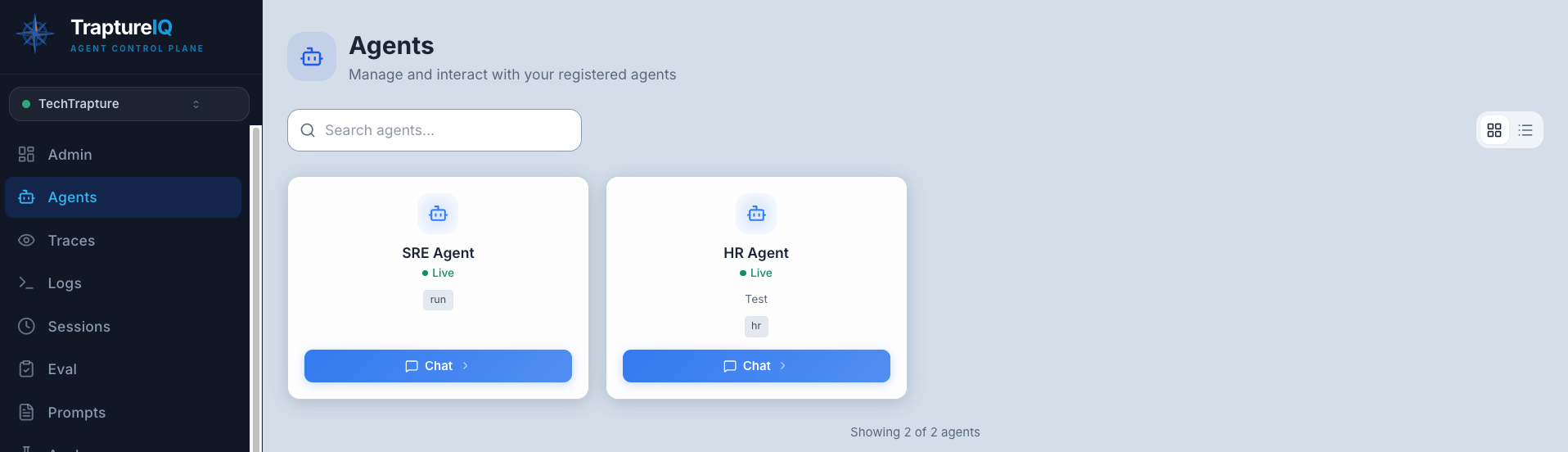 Agents Grid View — Replace with actual screenshot