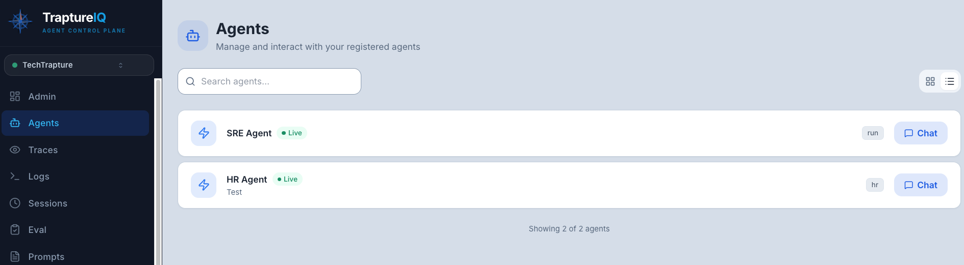 Agents List View — Replace with actual screenshot