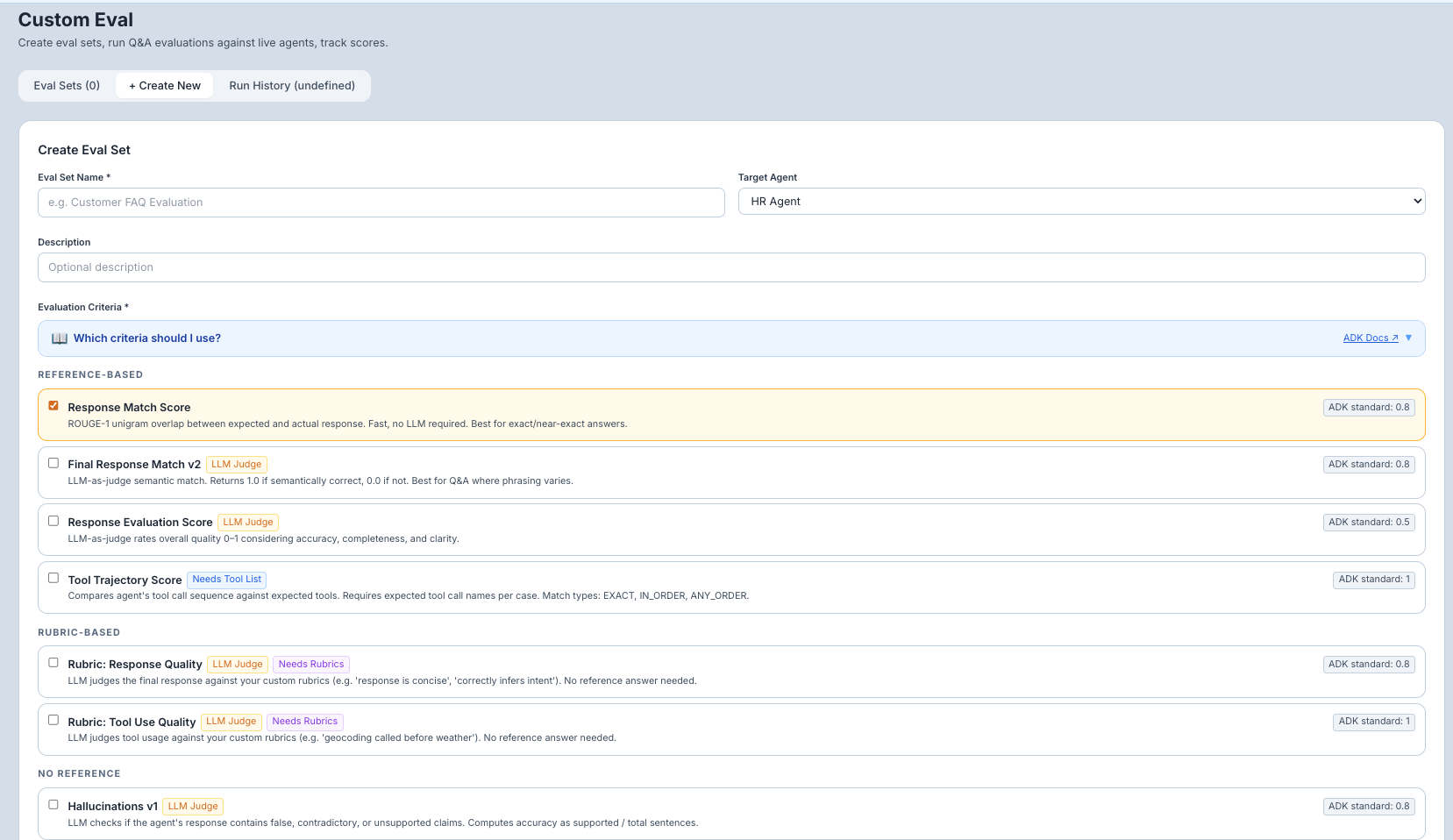 Custom Eval Metrics Selection