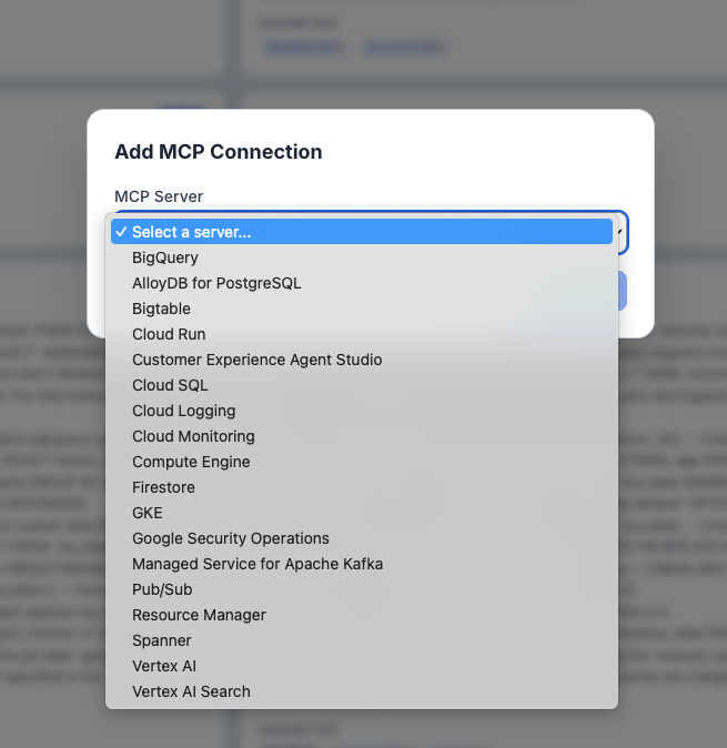 MCP connection tabs — Replace with actual screenshot