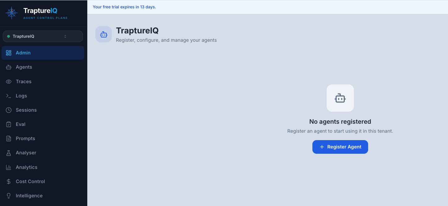 New Tenant Admin — Dashboard View — Replace with actual screenshot