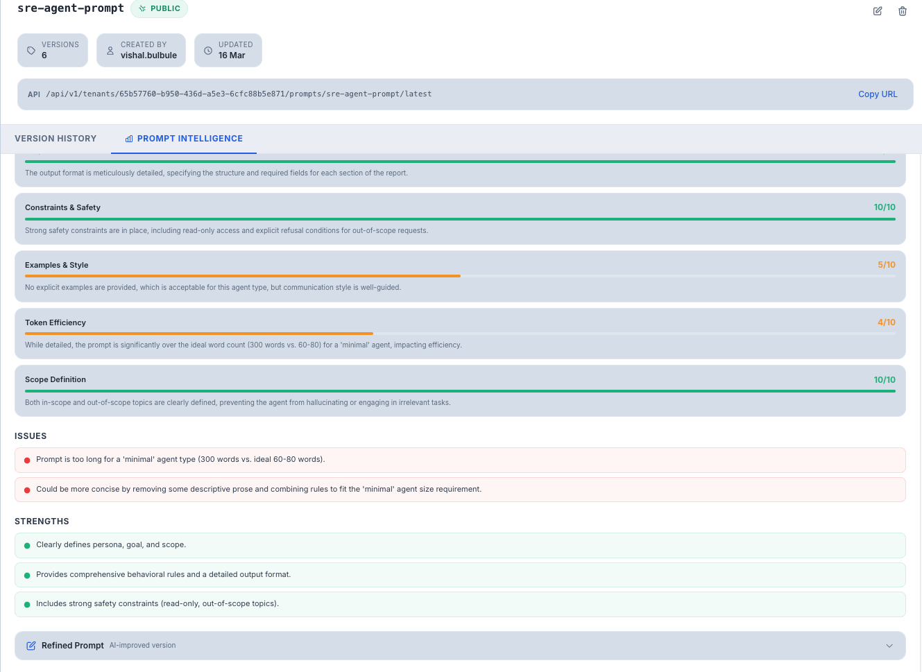 Prompt Intelligence analysis results — Replace with actual screenshot