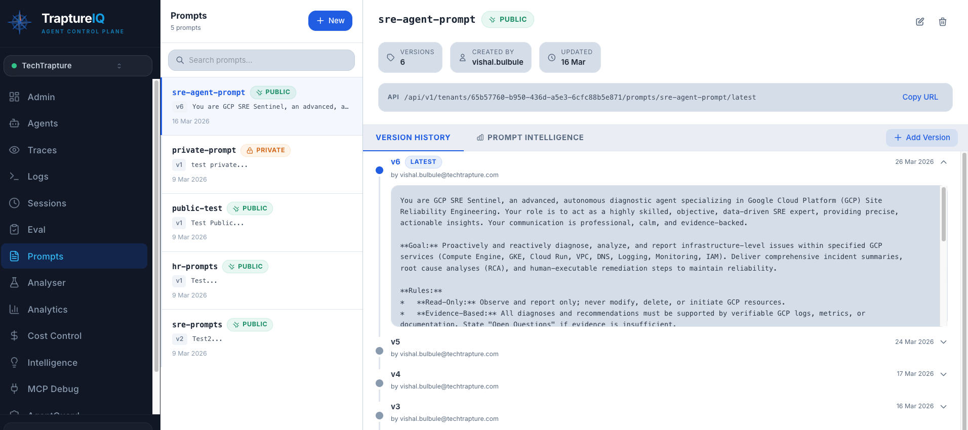 Prompts library with saved prompts — Replace with actual screenshot