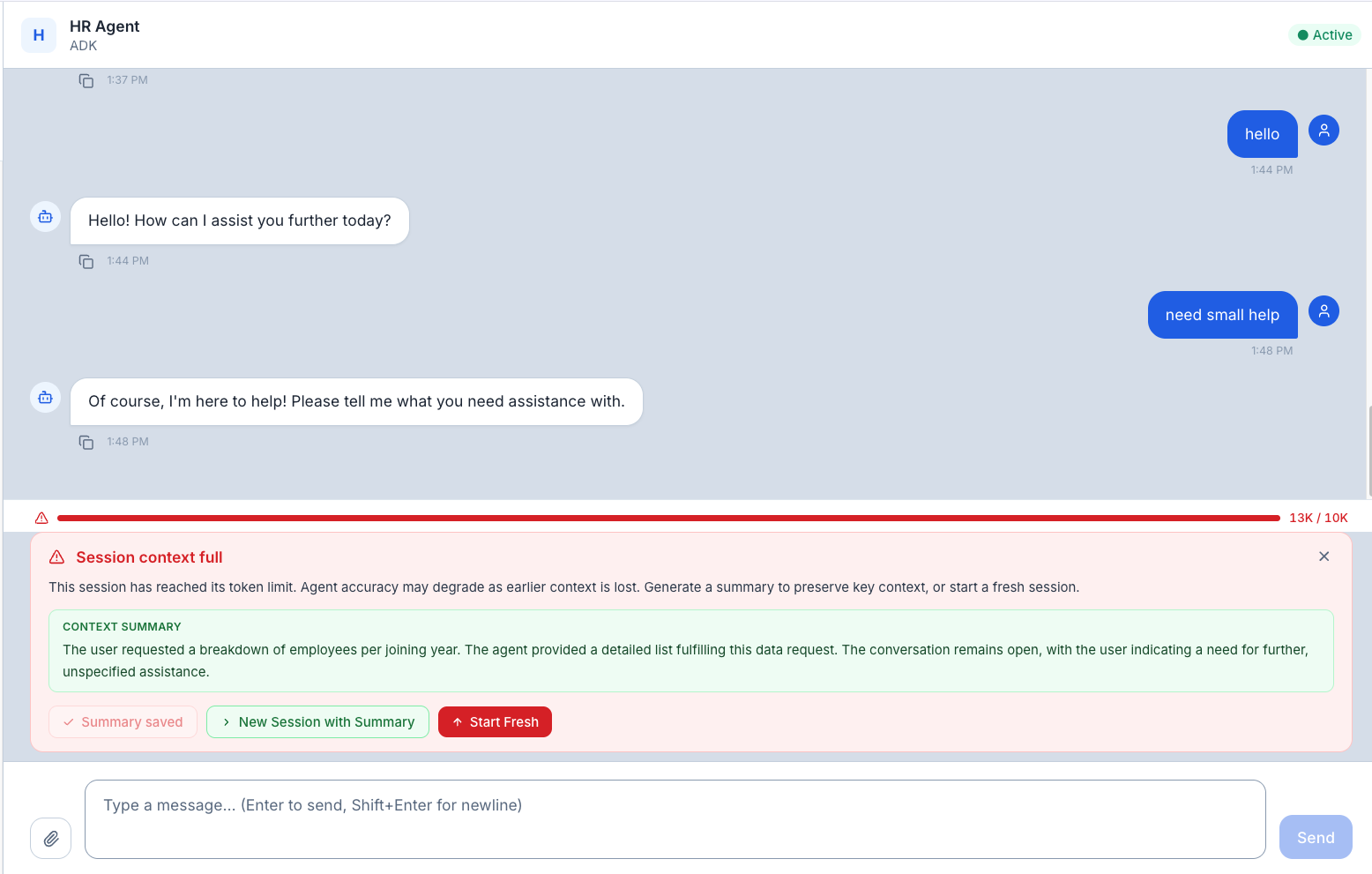 full Session Token Limit Configuration