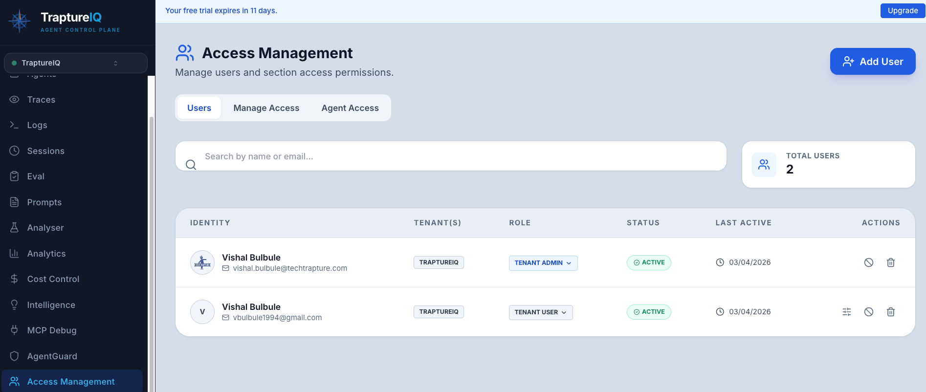 User Management Tabs — Replace with actual screenshot